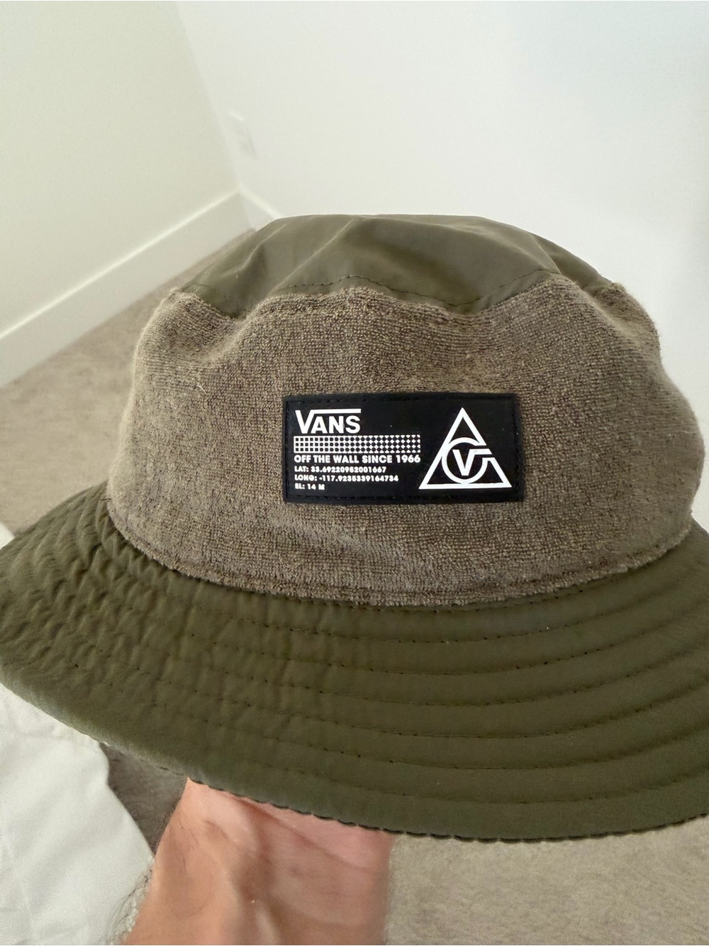 Vans Olive Bucket Hat with Logo Patch - Men's